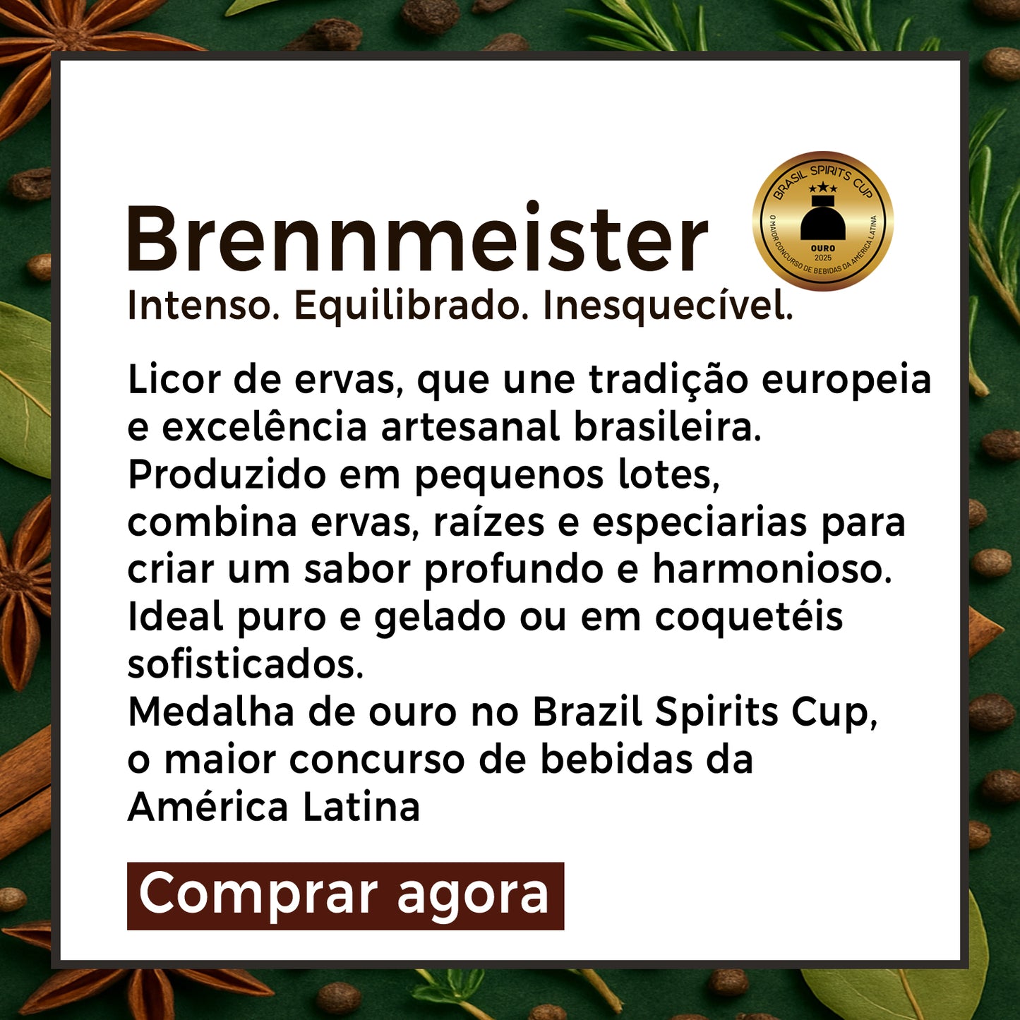 Brennmeister Brennstube - Licor de Ervas e Especiarias Premiado - Equilibrado e intenso, feito para ser apreciado puro ou em drinks.