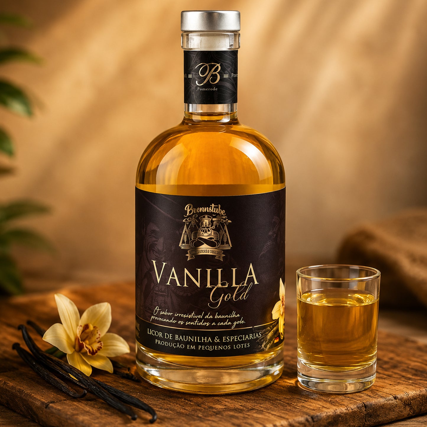 Vanilla Gold Brennstube - Licor de Baunilha e Especiarias  - encorpado e aromático, ideal para acompanhar café, sobremesas ou criar drinks